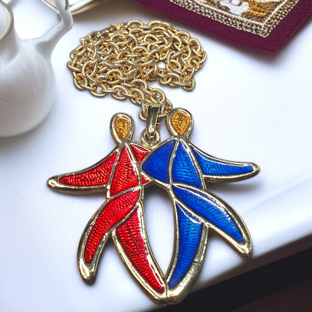 CRAFT Ultra Rare Vintage Gemini Zodiac Massive Statement Necklace